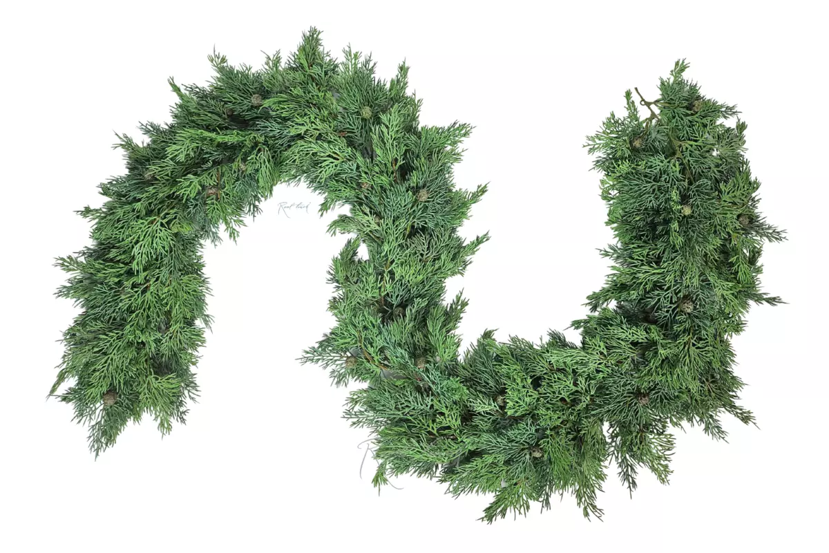Real Touch juniper lush garland 180cm - dusty green
