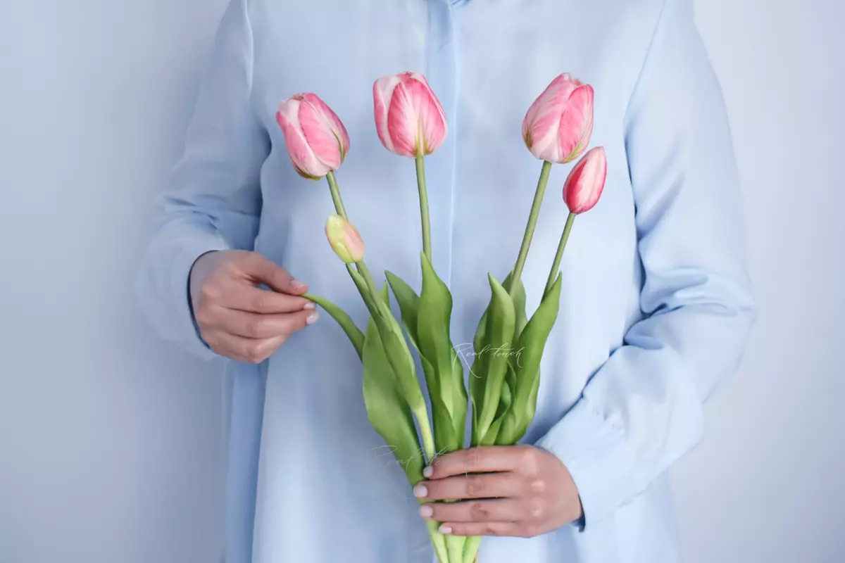 Bouquet of late tulips 3+2 - pink