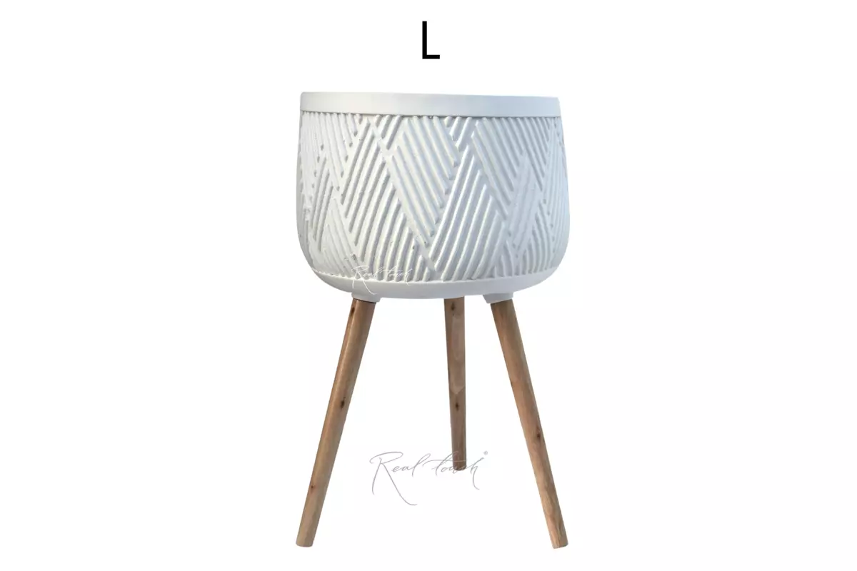 Planter Real Touch bowl with legs (L) - white Planter Real Touch bowl with legs (L) - white