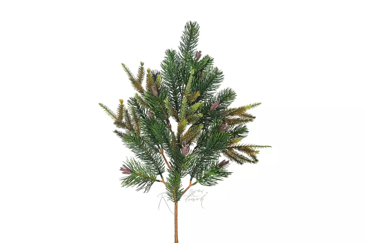 Real Touch pine branch with cast needle - green