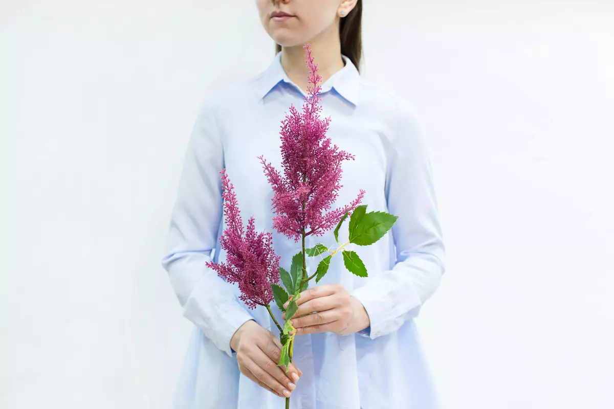 Artificial Astilbe branch  - burgundy 