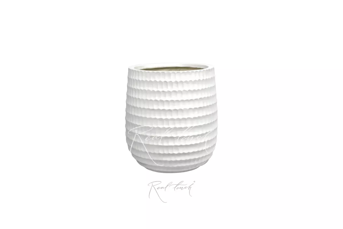 Real Touch planter round (L) - white