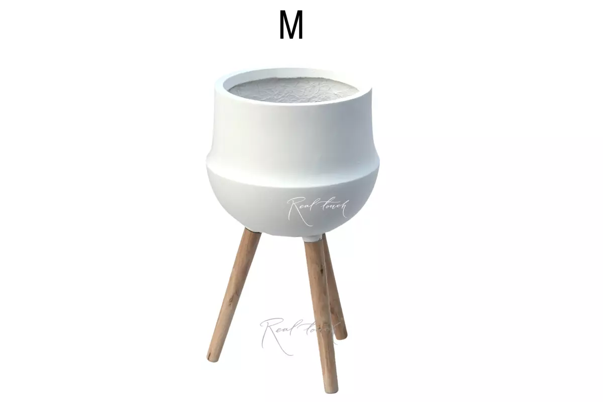 Planter Real Touch cast iron with legs (M) - white Planter Real Touch cast iron with legs (M) - white
