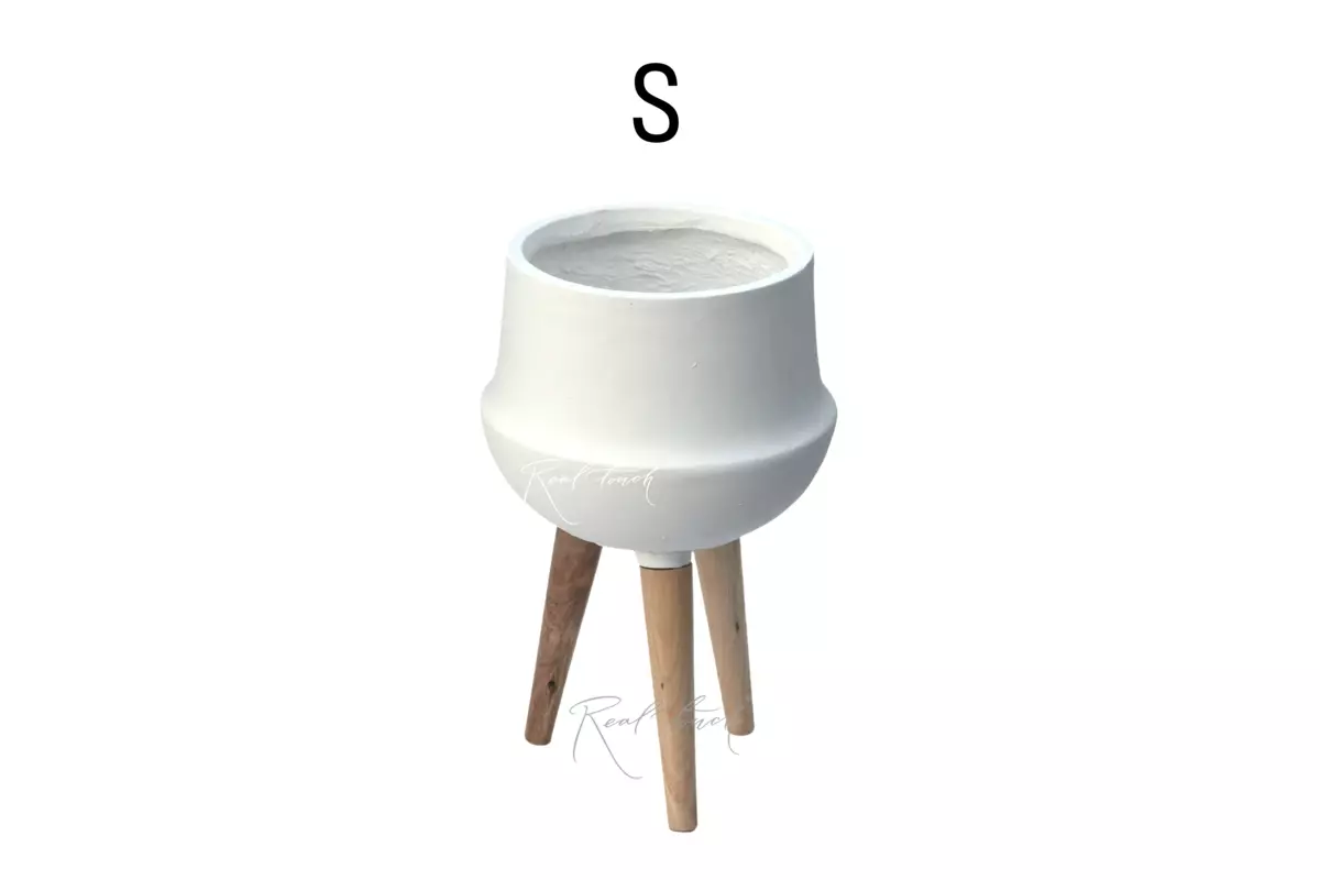 Planter Real Touch cast iron with legs (S) - white Planter Real Touch cast iron with legs (S) - white