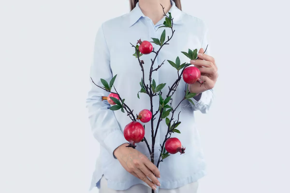 Branch with a pomegranate - red Branch with a pomegranate - red