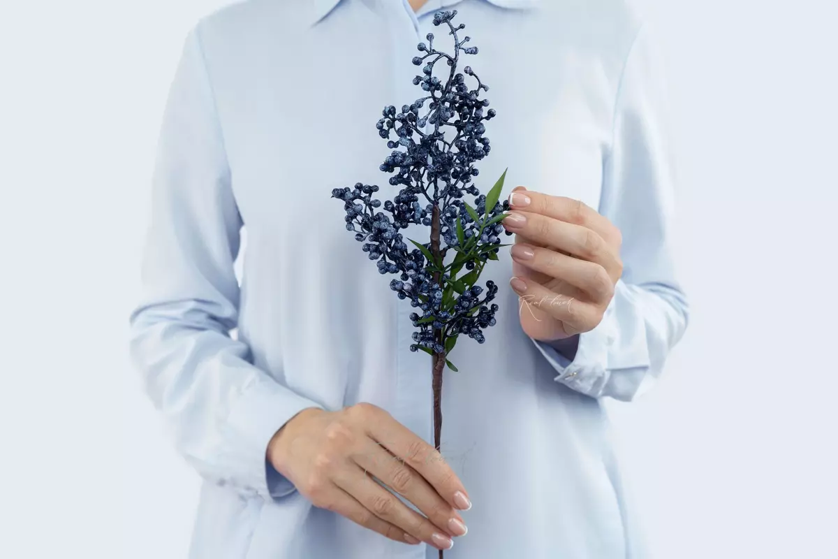 Small Ilex branch - blue