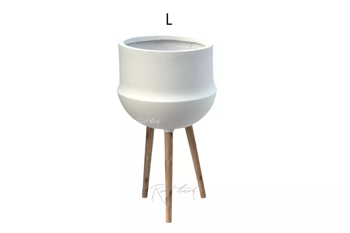 Planter Real Touch cast iron with legs (L) - white Planter Real Touch cast iron with legs (L) - white