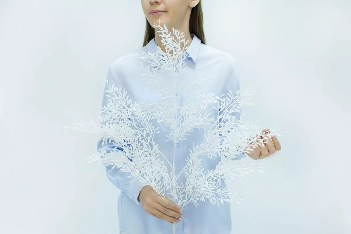 Artificial Asparagus branch - white