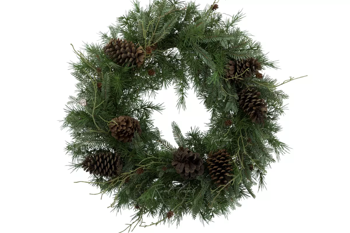 Real Touch wreath with mixed needles - green
